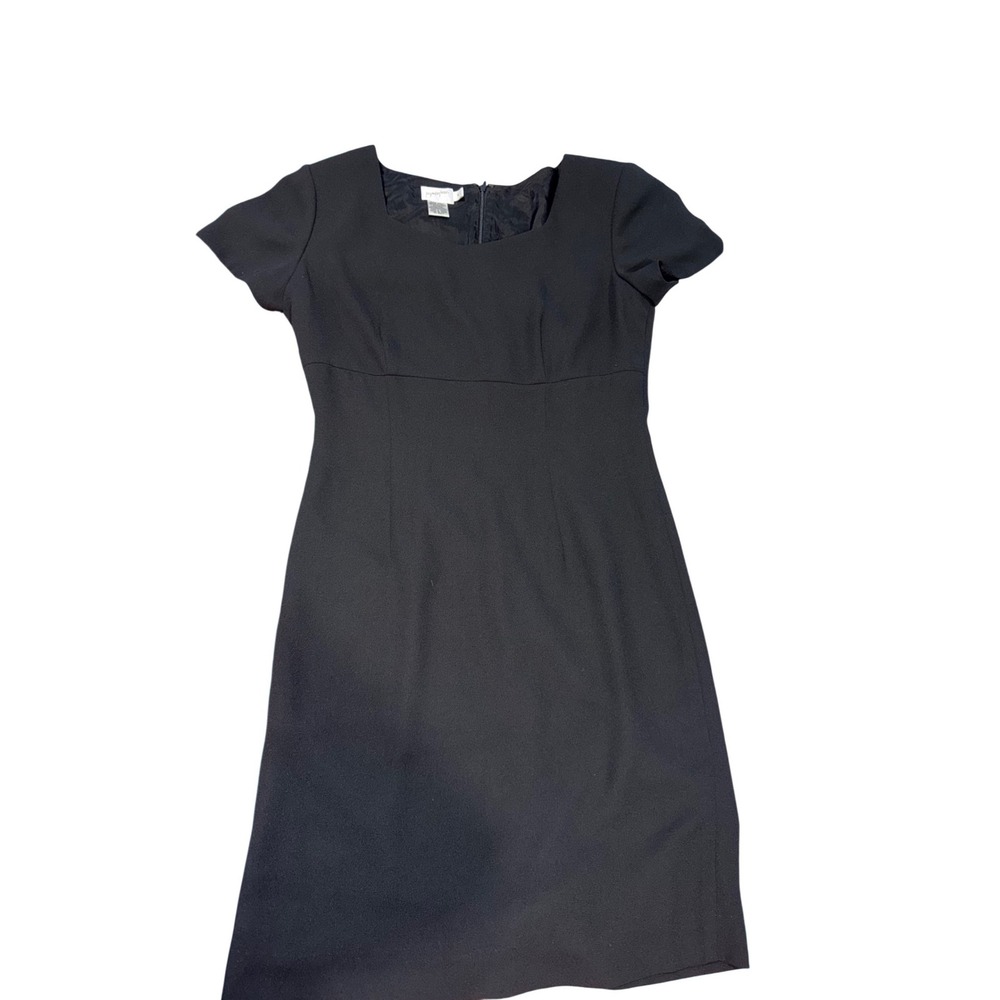 Jacqueline‎ Ferrar Black Square Neck Sheath Dress Short Sleeve Size 8